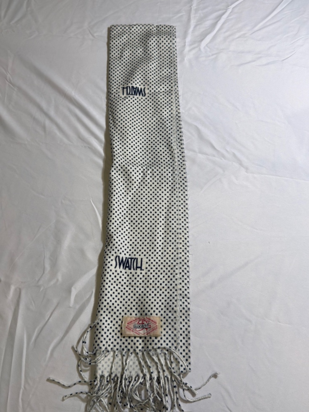 Vtg Rare Swatch Swiss Geometric Scarf Black & White 80s